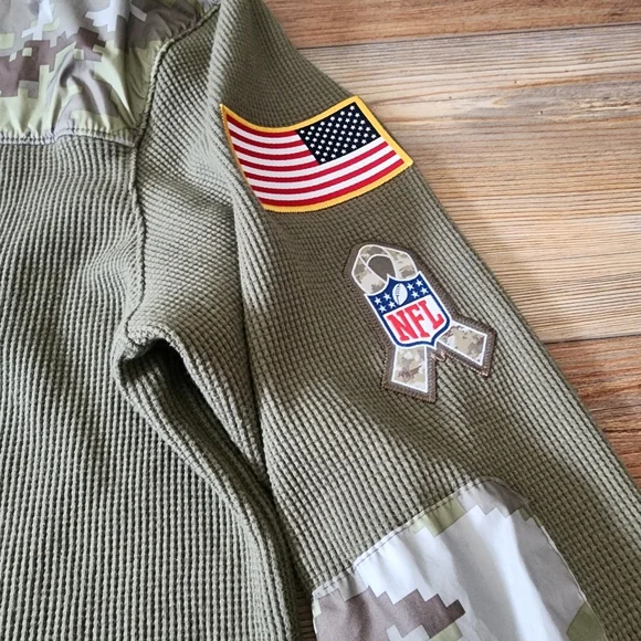 Nike Men's M Olive Cleveland Browns 2021 Salute To Service Henley Long Sleeve - Picture 11 of 13